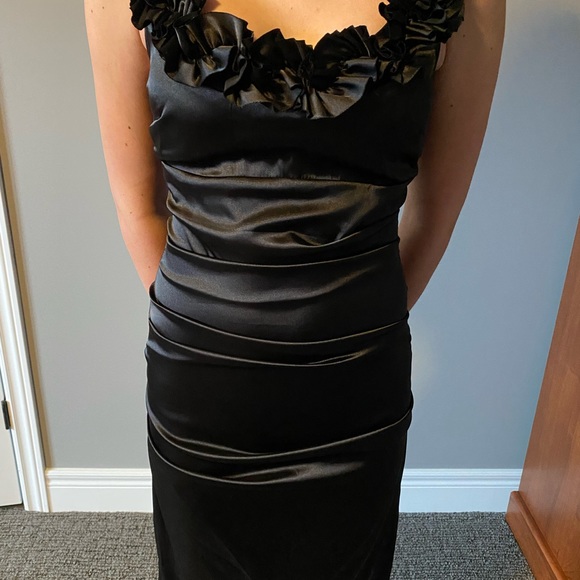 Le Château Black Satin Cocktail Dress - Picture 2 of 8